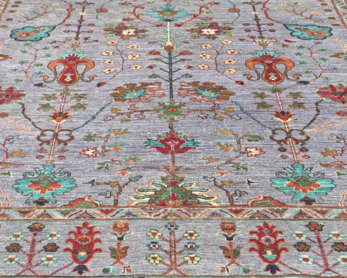 6x9 Gray Khurgeen Afghan Hand Knotted Wool Area Rug